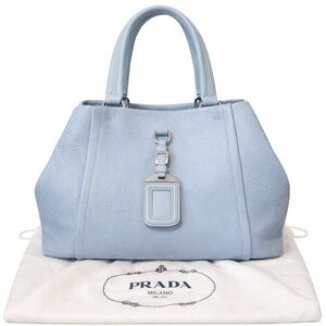 Prada Milano Sky Blue Pebbled Leather Medium Handbag Shoulder Bag